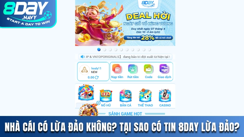 Nhà cái 8DAY có lừa đảo không