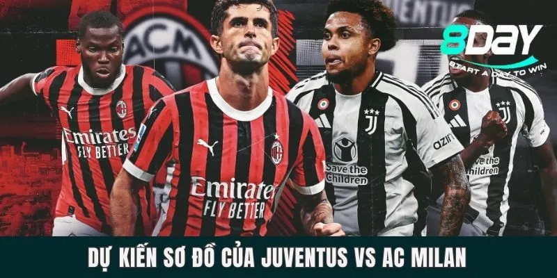 Dự kiến sơ đồ của Juventus vs AC Milan